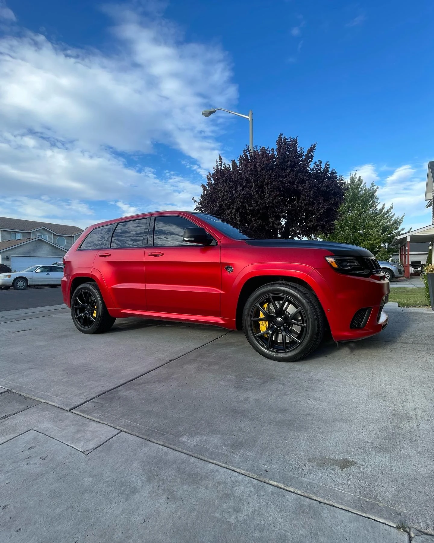Finished red Jeep photographed after detailing by JM Details